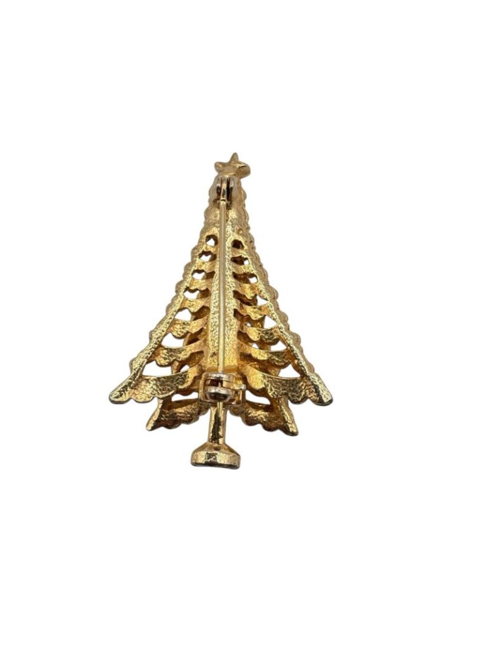 Christmas Tree Brooch Lot of 3 - MYLU Bell Enamel Rhinestone Gold Tone Tree - Picture 8 of 13